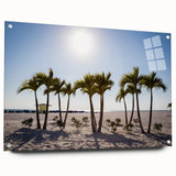 Acrylic print of a large abstract depiction of Palm Beach with vibrant blue and green tones.