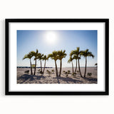 Abstract art print of Florida Palm Beach in vibrant colors on a large textured canvas, ideal for living room decor.