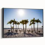 Black and white framed canvas of Palm Beach landscape, ideal for bedroom wall decor.