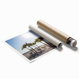 Extra large rolled print of Palm Beach with vibrant green and blue tones, ideal for classy bathroom wall art.