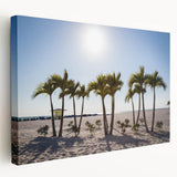 Large art print of Palm Beach scenery on stretched canvas, featuring vibrant blue and green hues, ideal for kitchen wall art.