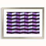 Textured abstract art print of Tampa skyline in muted blue and gray, framed in silver, ideal for bedroom decor.