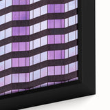 Framed canvas featuring a textured depiction of Tampa's skyline in black with vibrant colorful accents.