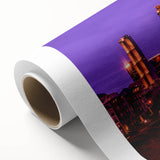 Art Deco poster of Atlanta skyline in muted gray tones on rolled canvas, suitable as nursery wall art.