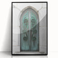 Large abstract wall art of Savannah skyline in muted gray and blue tones, framed in black acrylic.