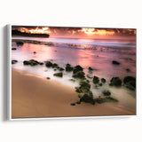 Vintage poster art of Kauai, Hawaii landscape in colorful hues on extra large framed canvas, ideal for living room.