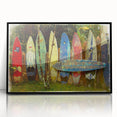 Large abstract wall art depicting a vibrant Maui landscape in acrylic, framed in black.