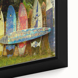 Extra large framed canvas featuring a textured depiction of a Maui scenery in vibrant colors, ideal for living room decor.