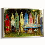 Framed canvas depicting a vintage-style landscape of Maui with a dominant black and gold palette, suitable for bedroom decor.