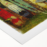 Art deco poster of Maui scenery on rolled canvas, featuring pastel ocean and sky tones, ideal for dining room wall art.