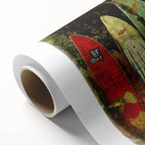 Art Deco poster of a serene Maui landscape in pastel colors on rolled canvas, ideal for nursery wall art.