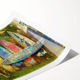 Extra large wall art featuring line art flowers in monochrome, rolled print format, ideal for large living room wall decor.