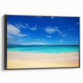 Black and white framed canvas of Oahu, Hawaii landscape, ideal for bedroom wall decor.