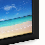 Close-up of extra-large framed canvas featuring a textured, colorful Hawaiian landscape, ideal for living room decor.