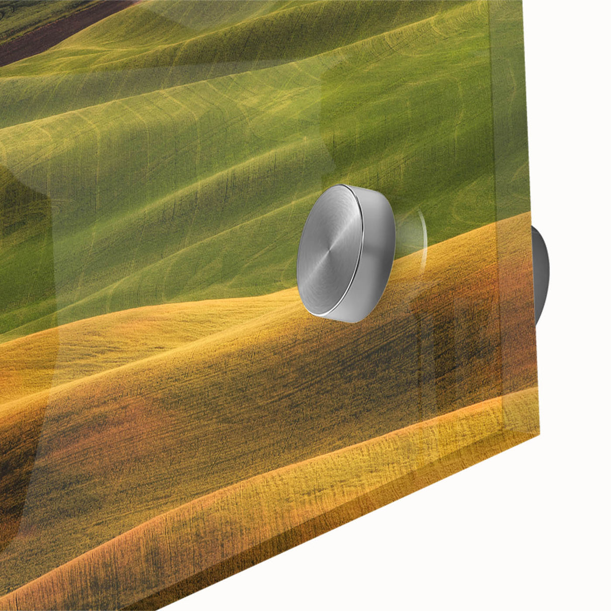 Mid-century modernist large abstract art print of Idaho scenery, in vibrant earth tones on acrylic glass.
