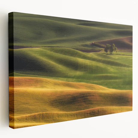 Scenic Idaho landscape on large stretched canvas, featuring lush greenery and tranquil lake, suitable for kitchen wall art.