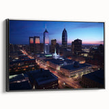 Black and white landscape art painting of Indianapolis skyline on framed canvas, ideal for bedroom decor.