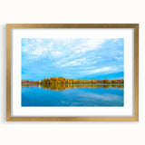 Extra large abstract art print depicting a textured Indiana landscape in muted earth tones, framed in gold.