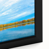 Textured black wall art featuring a colorful Indiana landscape on a large framed canvas, ideal for living room decor.
