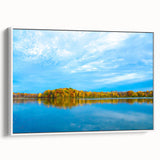 Vintage poster art of Indiana scenery on framed canvas, featuring a palette of black and colorful art.