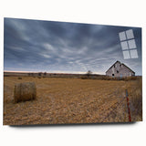 Large abstract wall art of Iowa scenery on acrylic glass, featuring earthy tones, ideal for bedroom or dining room decor.