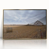 Large art print of a serene Iowa landscape in muted earth tones on a framed acrylic, ideal for modern art wall decor.