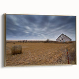 Framed canvas wall art featuring a vintage-style Iowa landscape in muted gold and black tones, suitable for bedroom decor.