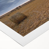 Art deco poster of Iowa scenery in muted pastel shades on rolled canvas, suitable for dining room wall art.