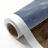 Art Deco poster of Iowa scenery on rolled canvas, featuring muted earth tones, ideal for nursery wall art.