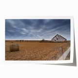 Rolled print of Iowa countryside with vibrant green fields and blue skies, ideal for dining room wall art.