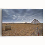Large black and white photo of a serene Iowa landscape on stretched canvas, suitable for kitchen wall art.