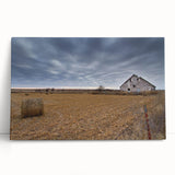 Black and white photo of an Iowa landscape on stretched canvas, ideal for kitchen wall art or bedroom decor.