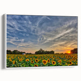 Vintage poster art of a Kansas landscape on framed canvas, featuring colorful sky and black foreground.