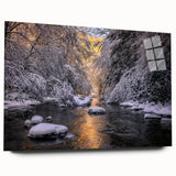 Large abstract depiction of Kentucky scenery in muted green and blue tones on acrylic glass.