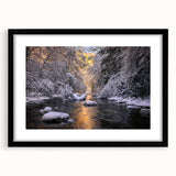 Extra large abstract art print of vibrant, colorful Kentucky scenery on textured canvas, framed in black.