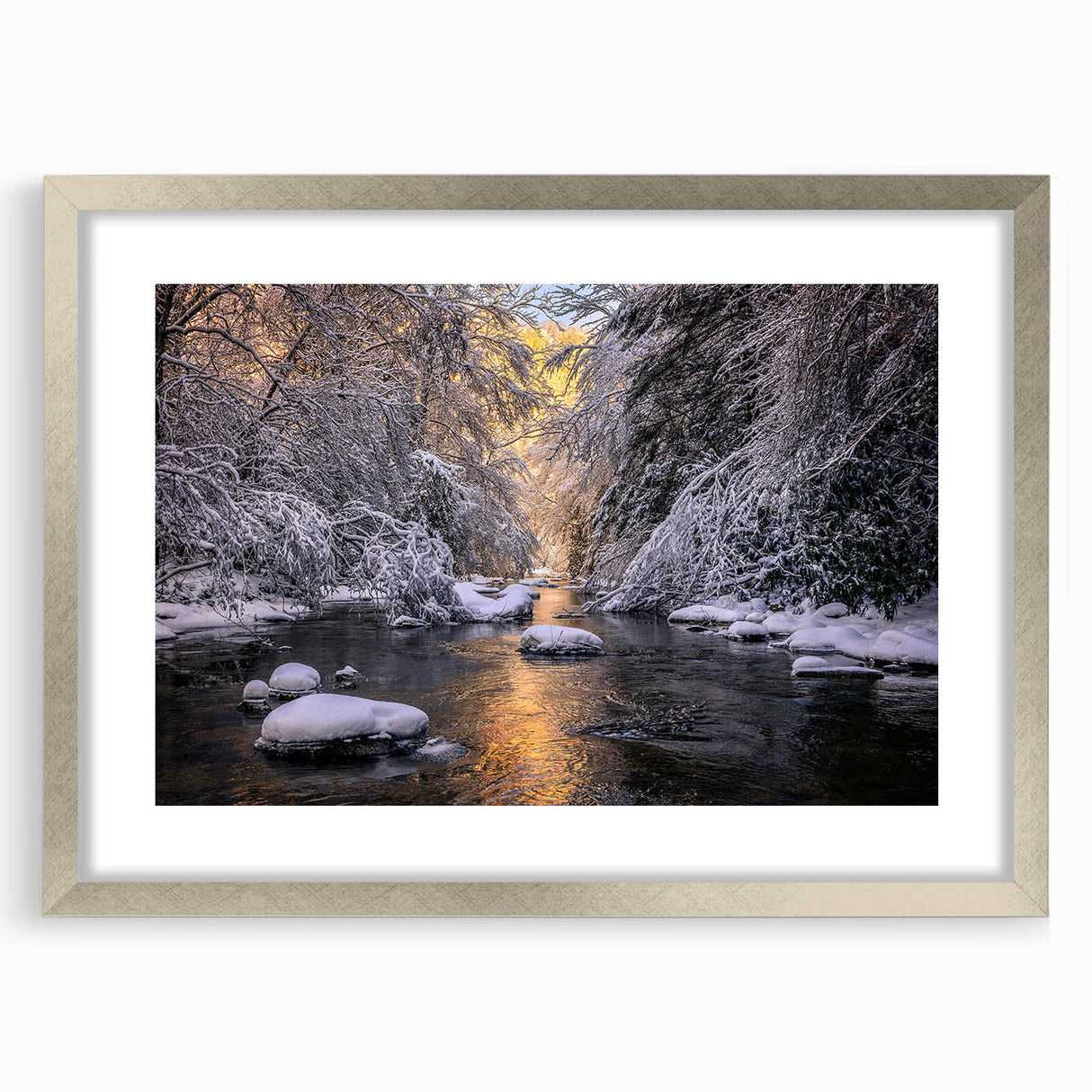 Textured abstract art print depicting a Kentucky landscape in muted earth tones, framed in silver.