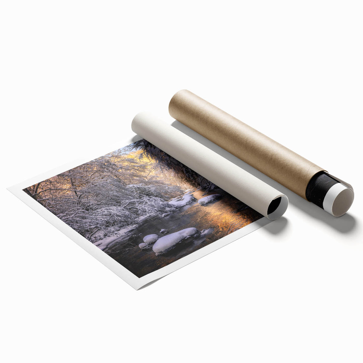 Extra large rolled print featuring a floral scene in pastel shades.