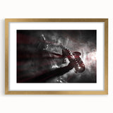 Extra large abstract art print of New Orleans scenery in gold frame, using textured vibrant colors.