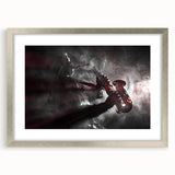 Textured abstract art print of New Orleans scene in muted colors on a framed silver mat, ideal for bedroom decor.