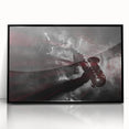 Large abstract wall art of New Orleans scenery in black acrylic frame, ideal for modern living room decor.