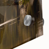 Large abstract wall art featuring vibrant blues and greens on acrylic glass, ideal for dining room ambiance.