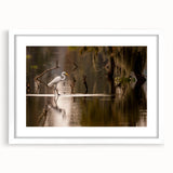 Abstract art print depicting a Louisiana landscape in muted earth tones on a white framed mat.