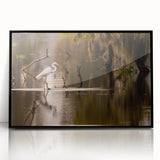 Large abstract wall art depicting a Louisiana landscape in muted earth tones on a framed acrylic.