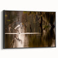 Black and white framed canvas of a Louisiana landscape, in vintage poster style, ideal for bedroom wall decor.