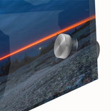 Large abstract depiction of Acadia, Maine in muted earth tones on acrylic glass, suitable for dining room art.