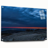 Acrylic print of Acadia, Maine scenery with vivid blue and green tones, ideal for bedroom or dining room decor.