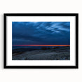 Colorful abstract art print of Acadia, featuring vibrant, textured hues, in a large black framed format.
