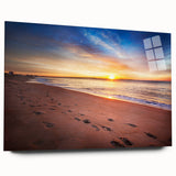 Acrylic print of a Maine landscape in muted green and blue tones, ideal for bedroom or dining room art.