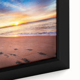Extra large framed canvas featuring a textured depiction of a Maine scenery in black with colorful art accents.