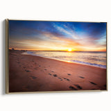 Framed canvas depicting a vintage-style landscape of Maine with muted gold and black tones, ideal for bedroom decor.